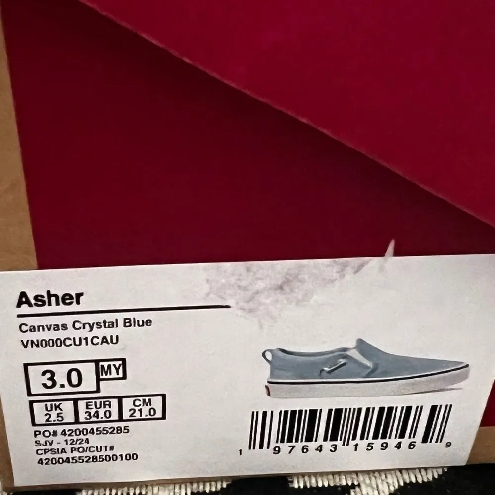Vans‎ Asher Youth Slip-On Shoes- Size 3
